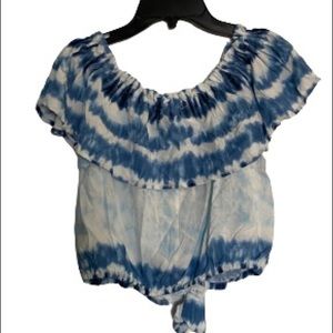 Women Casual Shoulder Off White and Blue.